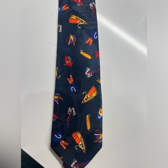Surrey Men’s Tie with Fishing Lure Print - Picture 2 of 4